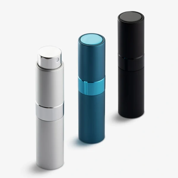 LISAPACK 8ML Portable Perfume Atomizer 3 Pack Set - Black, Silver, Blue_1