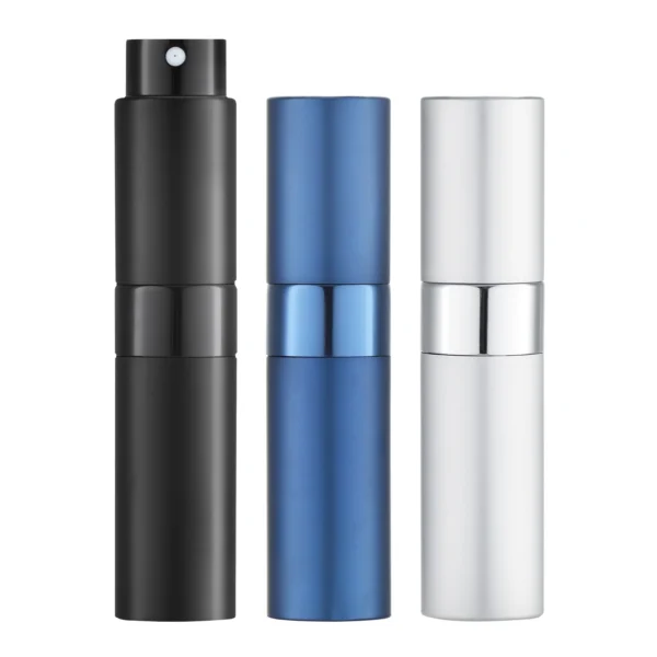 LISAPACK 8ML Portable Perfume Atomizer 3 Pack Set - Black, Silver, Blue_1