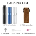 LISAPACK 8ML Portable Perfume Atomizer 3 Pack Set - Black, Silver, Blue_packing