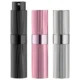 LISAPACK 8ML Portable Perfume Atomizer 3 Pack Set - Black, Silver, Pink