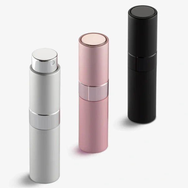 LISAPACK 8ML Portable Perfume Atomizer 3 Pack Set -Black, Silver, Pink_1
