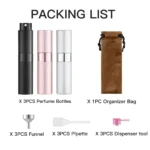 LISAPACK 8ML Portable Perfume Atomizer 3 Pack Set -Black, Silver, Pink_Packing