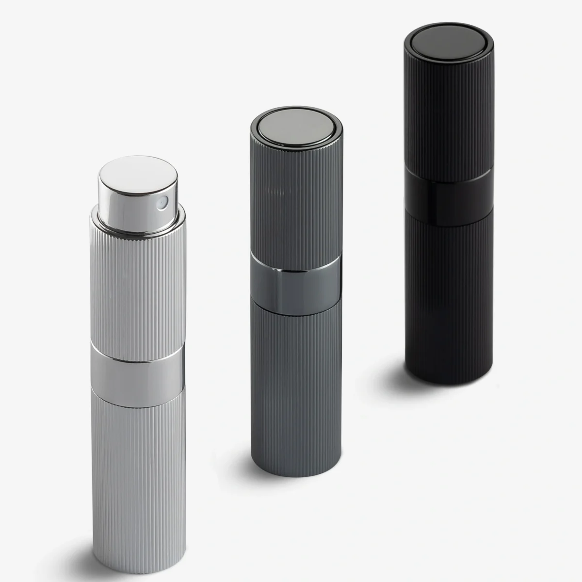LISAPACK 8ML Portable Perfume Atomizer 3 Pack Set - Grey, Black, Silver