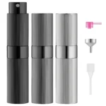 LISAPACK 8ML Portable Perfume Atomizer 3 Pack Set - Grey, Black, Silver