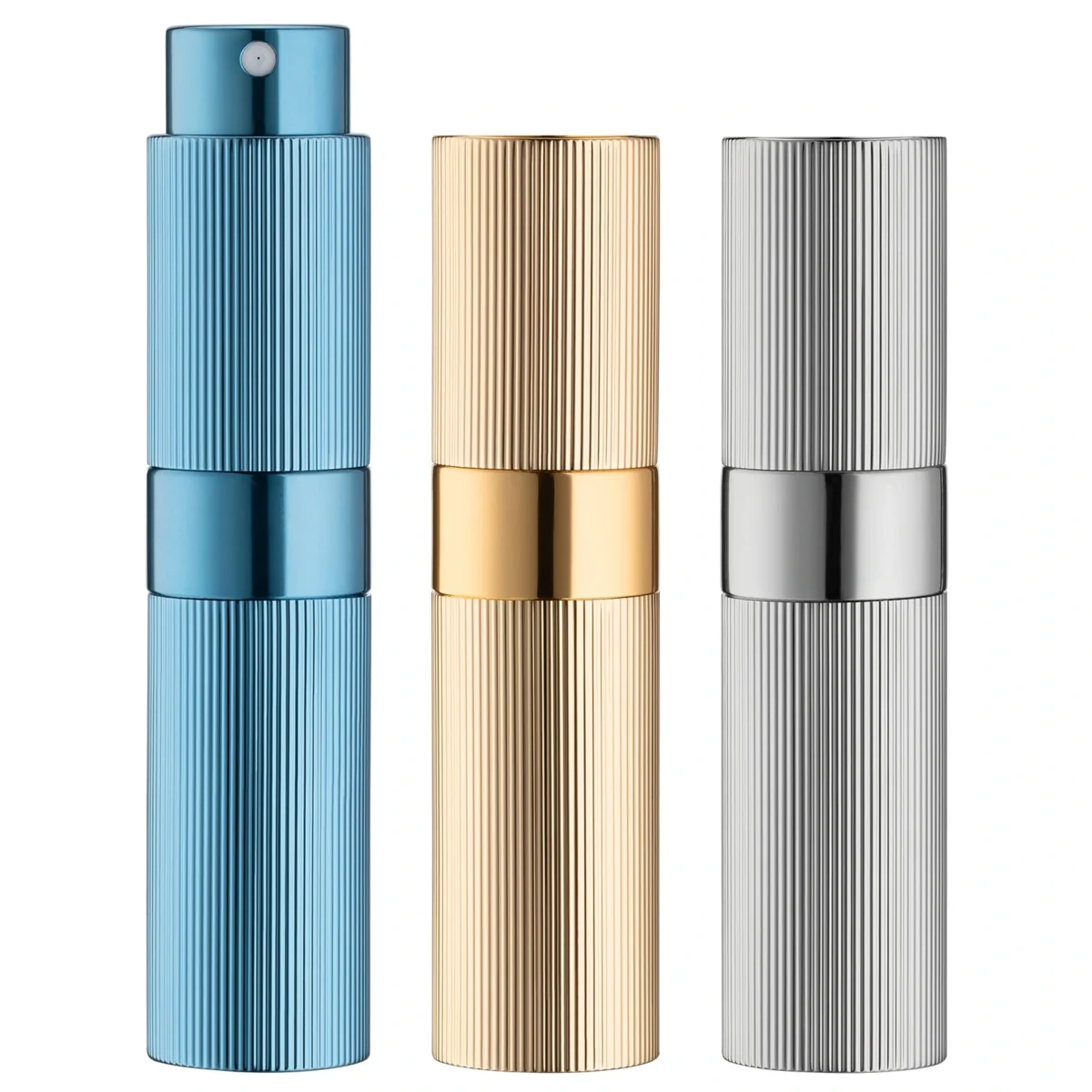 LISAPACK 8ML Portable Perfume Atomizer 3 Pack Set - Stripe Black, Silver, Blue_8