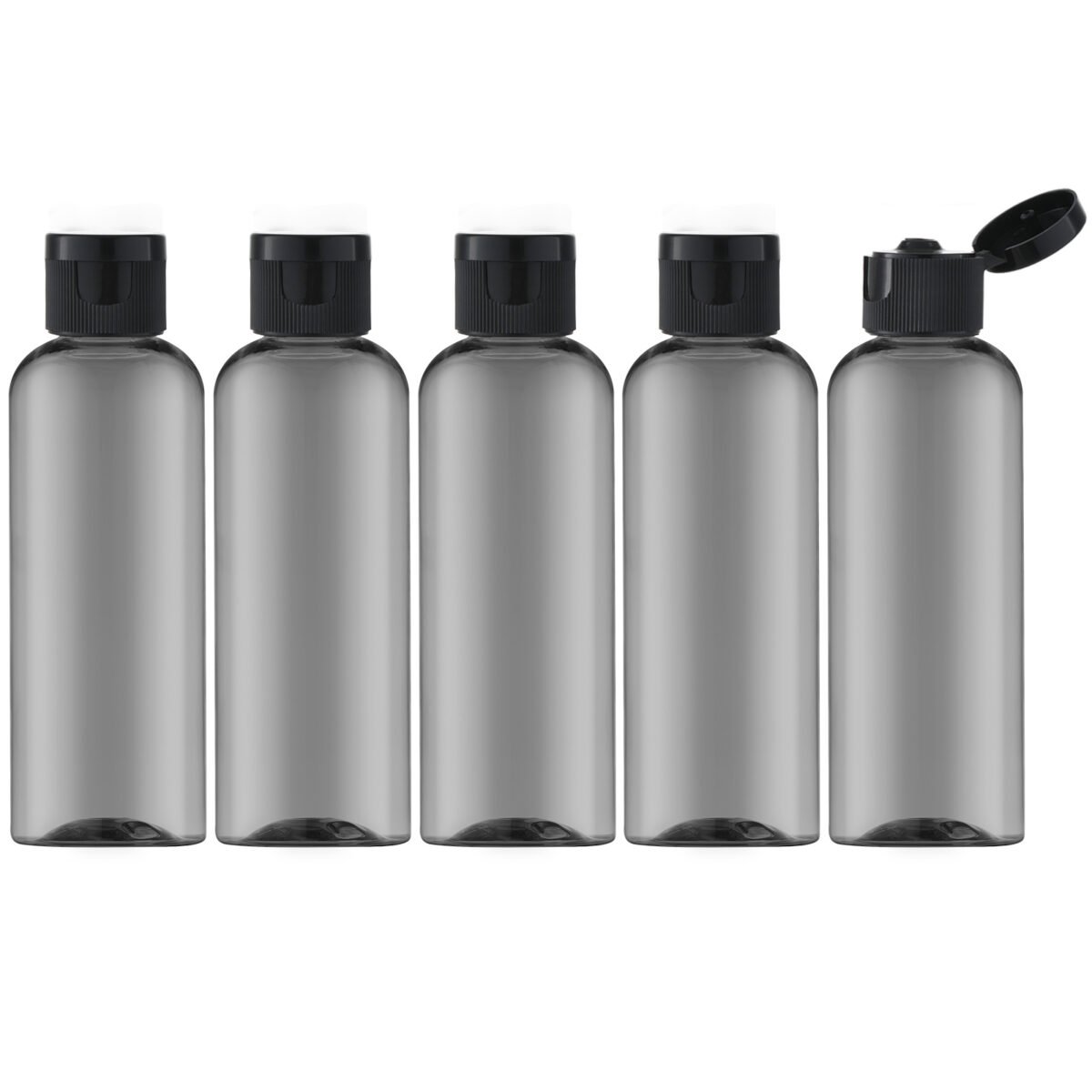 Black 3.4Oz Travel Bottles with Flip Cap 5 Pcs_1