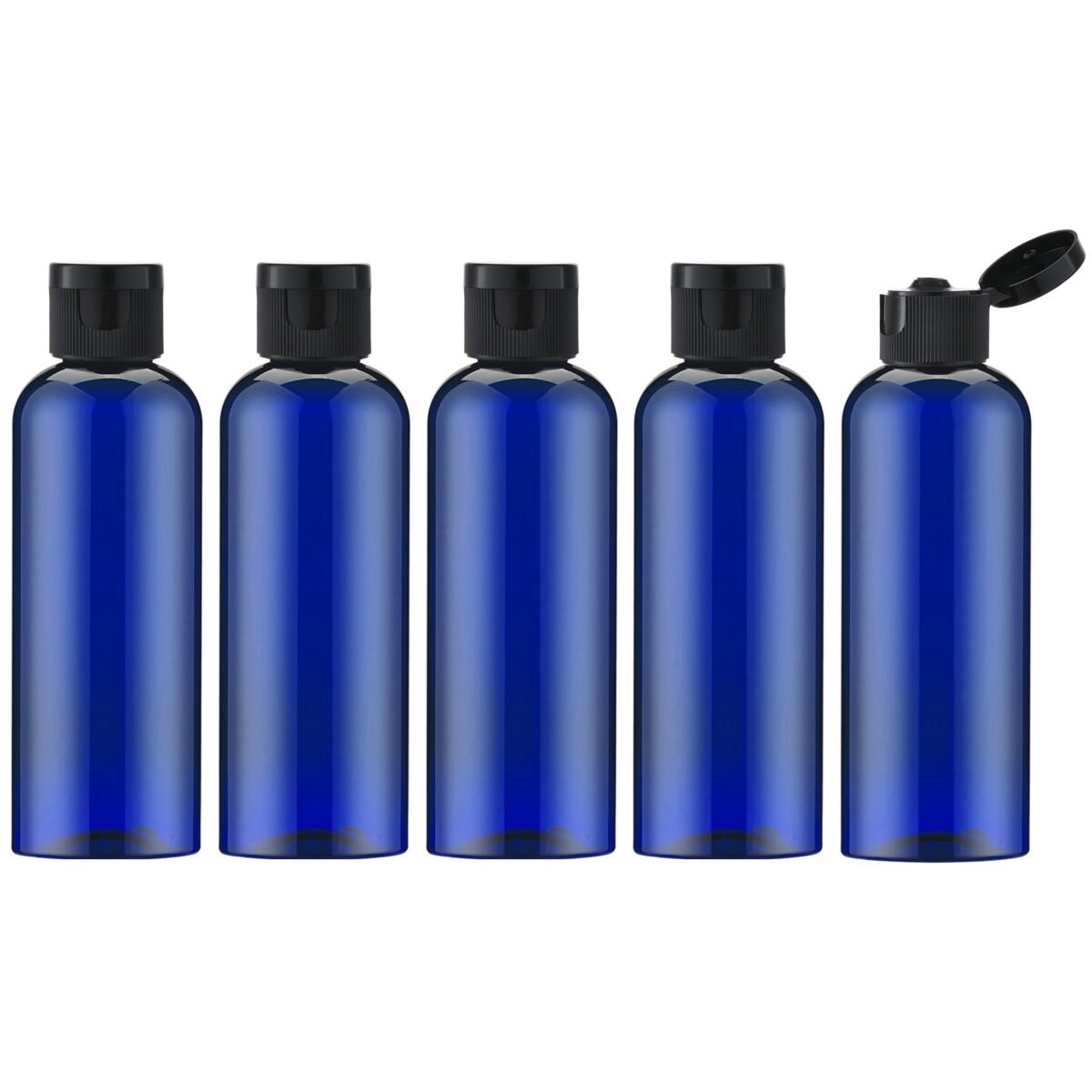 Blue 3.4Oz Travel Bottles with Flip Cap 5 Pcs