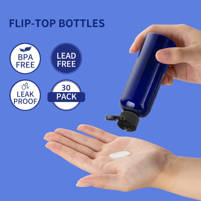 Blue 3.4Oz Travel Bottles with Flip Cap 5 Pcs_6