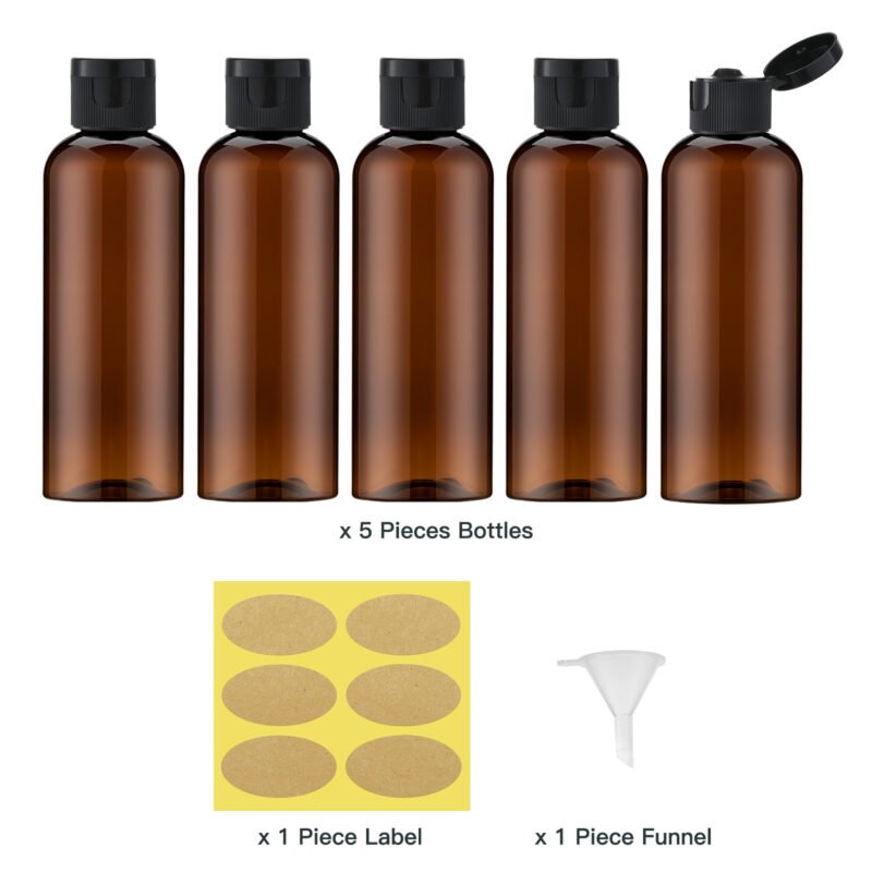 Brown 3.4Oz Travel Bottles with Flip Cap 5 Pcs_7