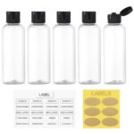 Clear 3.4Oz Travel Bottles with Black Flip Cap 5 Pcs