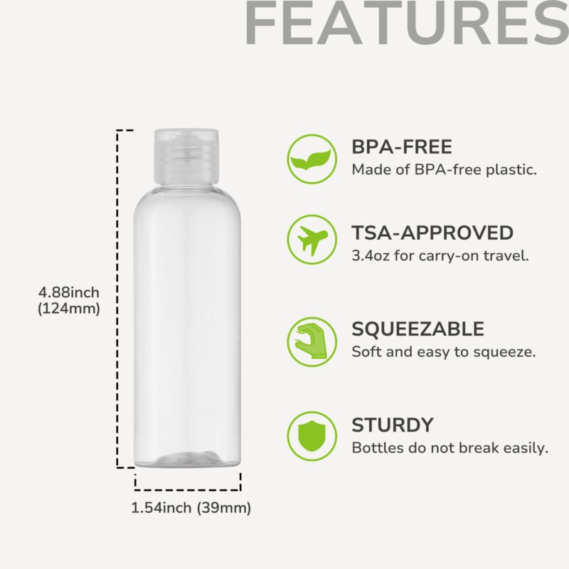 Clear 3.4Oz Travel Bottles with Flip Cap 5 Pcs_8