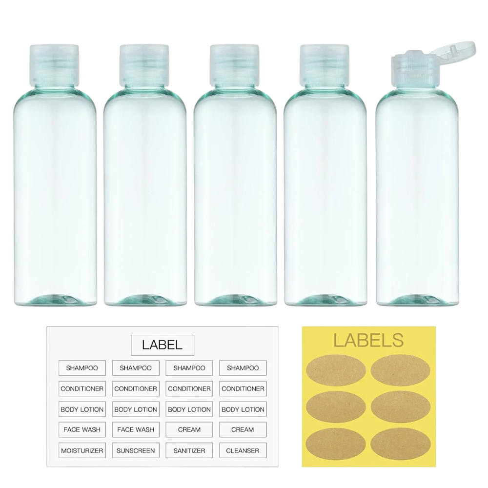 Light Blue 3.4Oz Travel Bottles with Flip Cap 5 Pcs_4