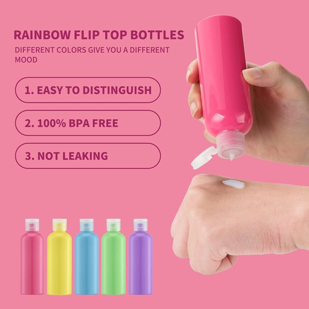 Multi-color 3.4Oz Travel Bottles with Flip Cap_5 Pcs_1