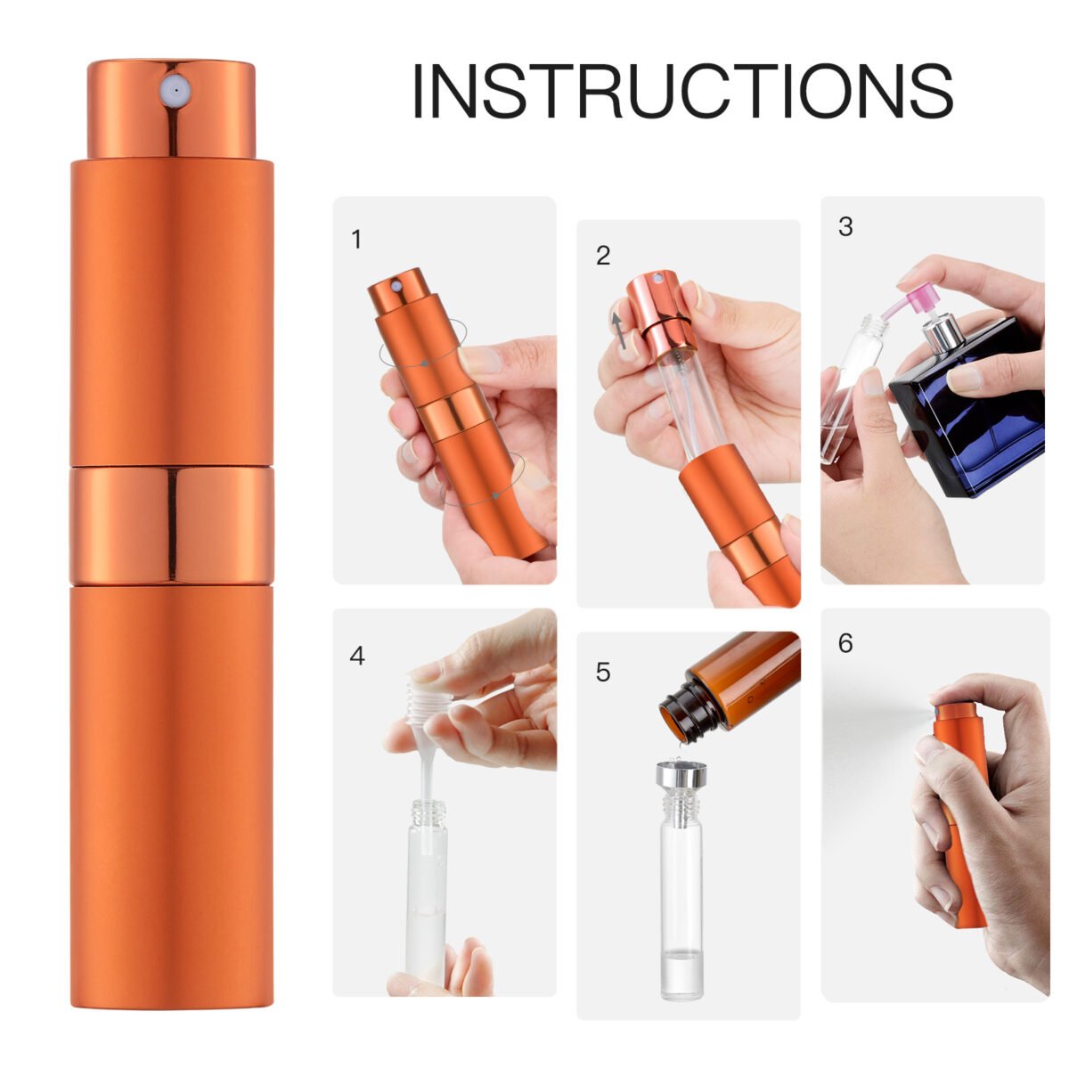 Orange 8ML Twist Atomizer Perfume Spray Bottle for Travel_114