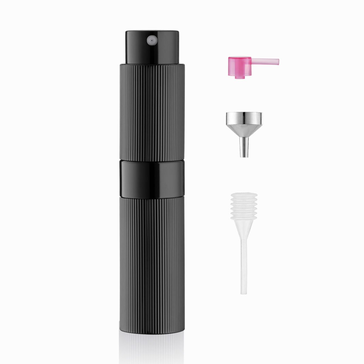 Ribbed Black 8ML Twist Atomizer Perfume Spray Bottle for Travel_2