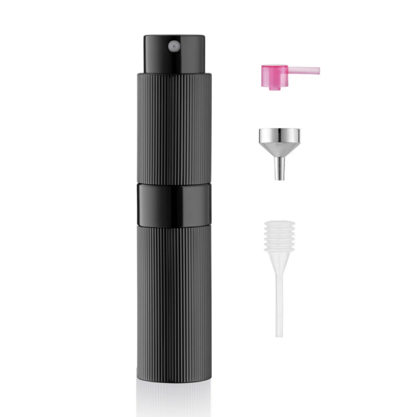 Ribbed Black 8ML Twist Atomizer Perfume Spray Bottle for Travel_2