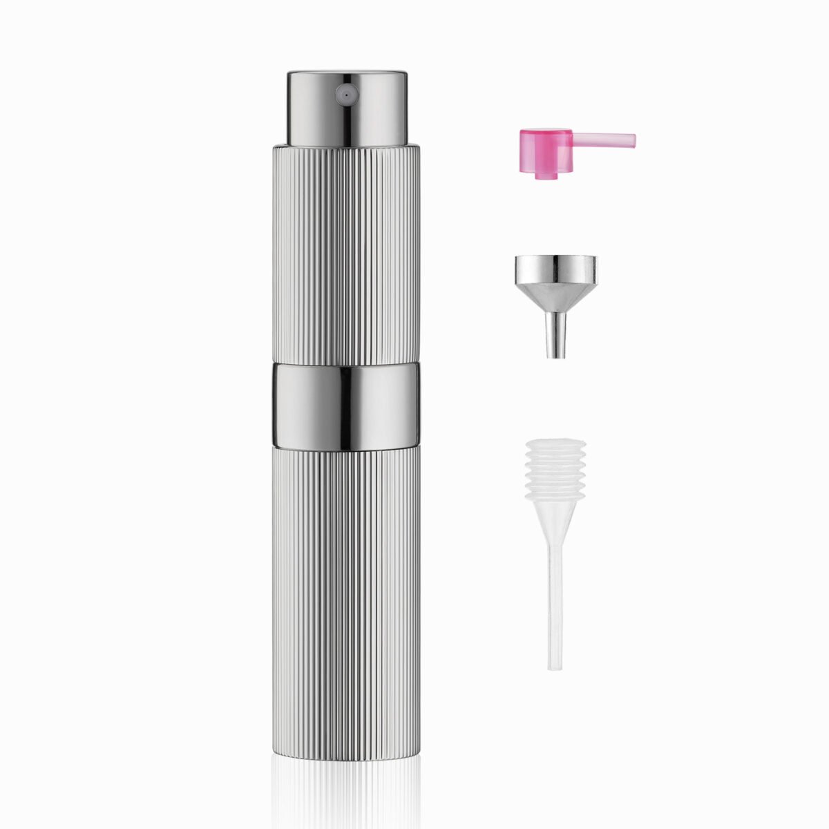 Ribbed Sliver 8ML Twist Atomizer Perfume Spray Bottle for Travel_1